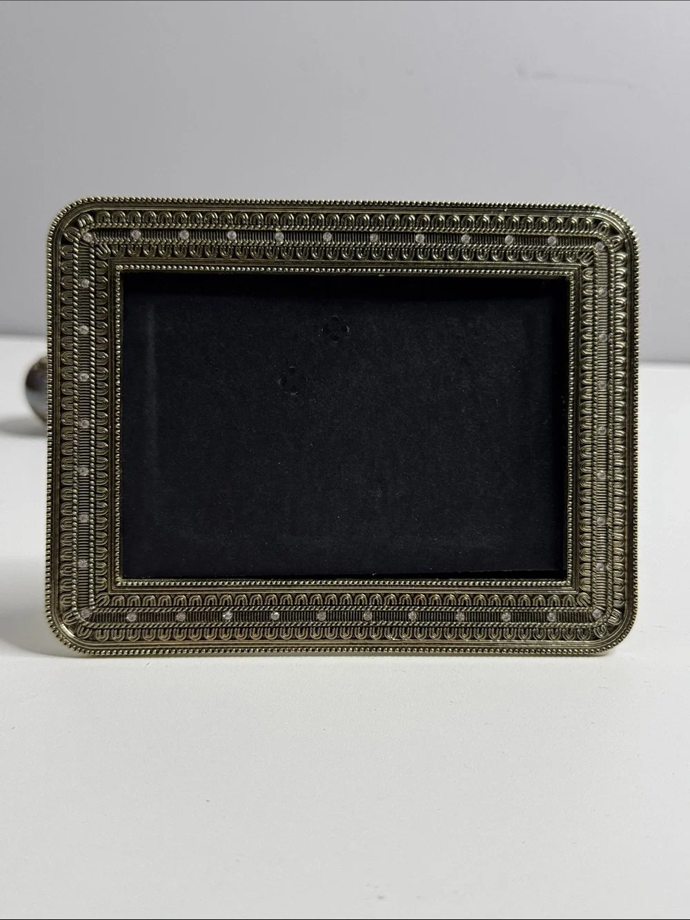 Vintage Gold-Tone Ornate Rhinestone Picture Frame – Easel Back